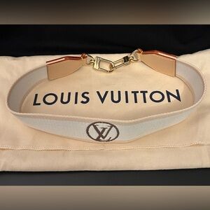 New Louis Vuitton Shoulder Strap in canvas & leather with gold hardware 20”